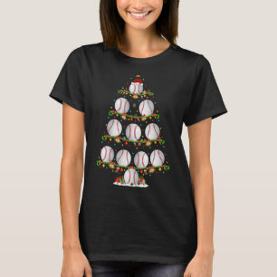 Baseball   Lights Xmas Santa Baseball Christmas Tr T-Shirt