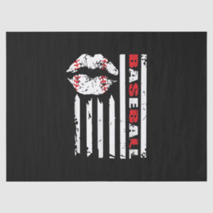 Baseball Lips Sports Player Distressed Womens Mens Tissue Paper