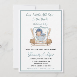 Baseball Little All Star Sports Shower Invitation