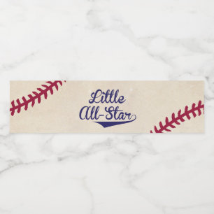 Baseball "Little All-Star" Water Bottle Labels