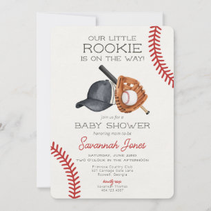 Baseball Little Rookie Baby Shower Invitation