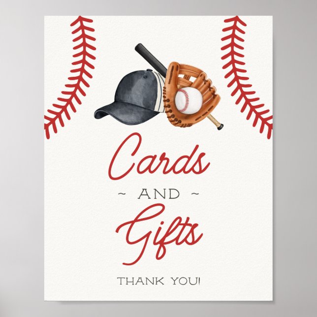 Baseball Little Rookie Cards and Gifts Party Sign (Front)