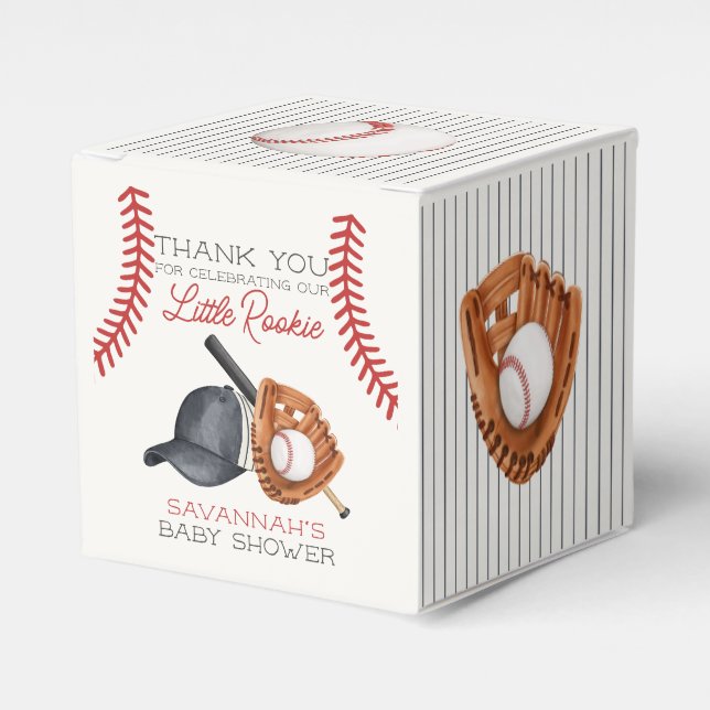 Baseball Little Rookie Home Run Baby Shower Favour Box (Front Side)