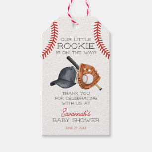 Baseball Little Rookie Home Run Baby Shower Favour Gift Tags