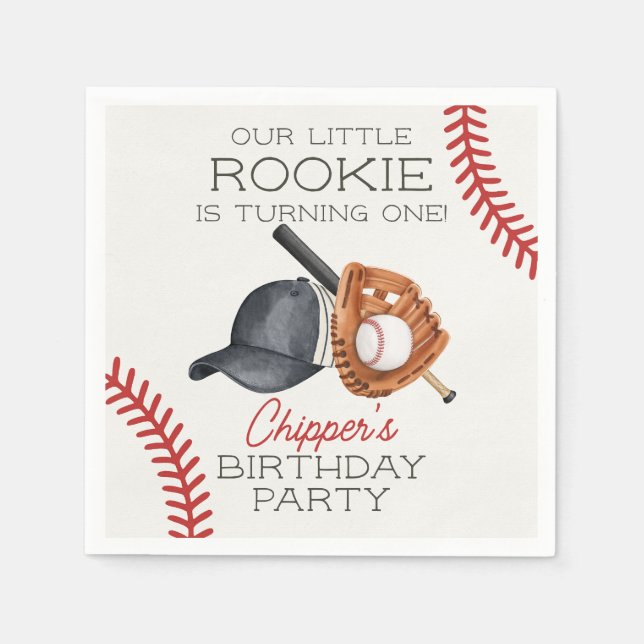 Baseball Little Rookie Home Run Birthday Napkin (Front)