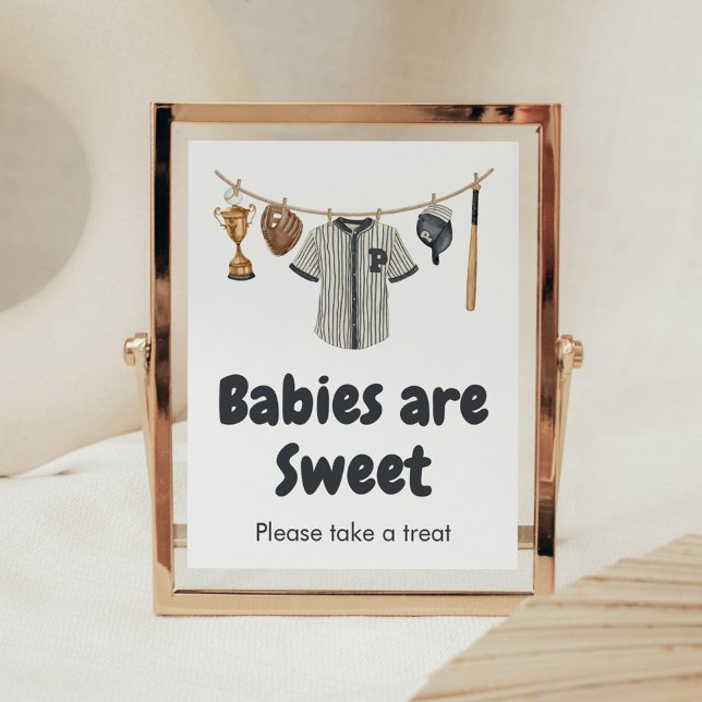 Baseball Little Slugger Babies are Sweet Poster (Baseball Little Slugger Clothesline Baby Shower Babies are Sweet Sign
)