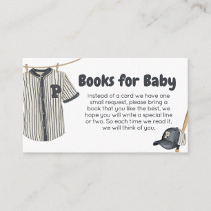 Baseball Little Slugger Baby Shower Books for Baby Enclosure Card