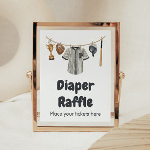 Baseball Little Slugger Baby Shower Diaper Raffle Poster