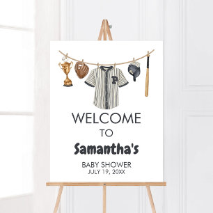 Baseball Little Slugger Baby Shower Welcome Poster
