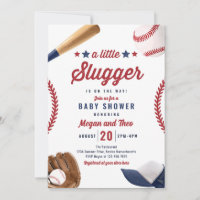Baseball Little Slugger On The Way Baby Shower 