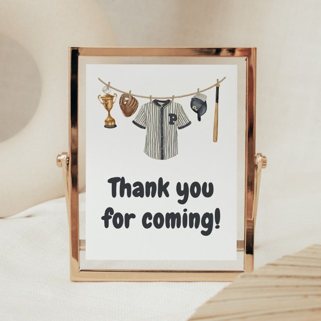 Baseball Little Slugger Thank you for Coming Poster (Baseball Little Slugger Clothesline Baby Shower Thank you for Coming Sign)