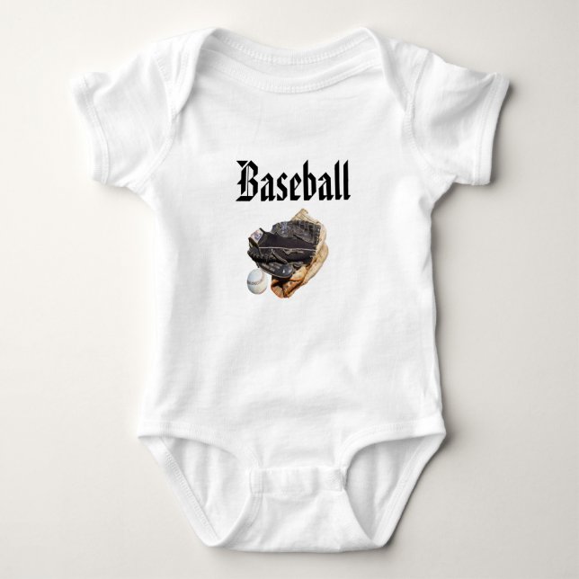 Baseball Logo And Gloves, Baby Bodysuit (Front)