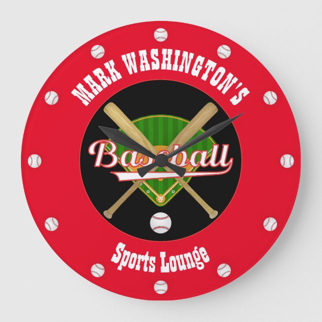 Baseball Lounge Wall Clock  (Front)