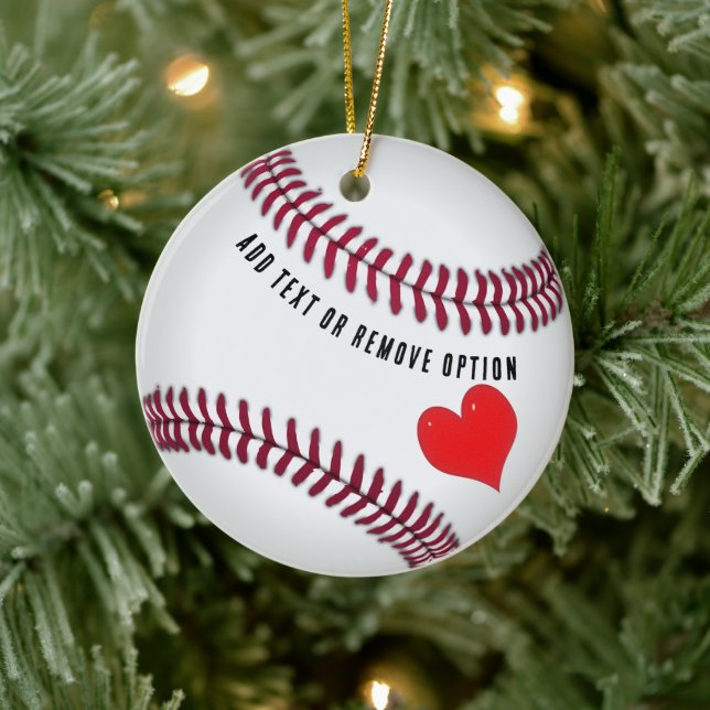 Baseball Love Christmas Ceramic Ornament (Tree)