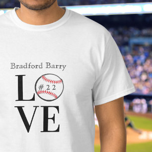 Baseball LOVE: Personalised add name, and number T-Shirt