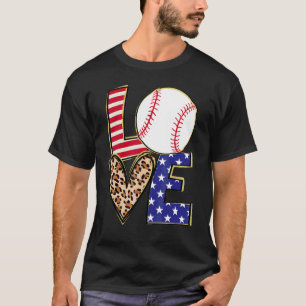Baseball Love Sayings American Flag Theme Independ T-Shirt