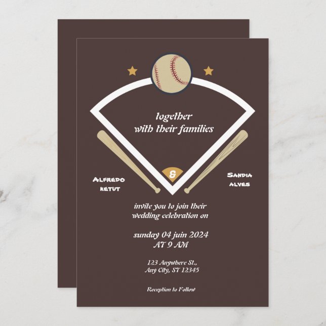 Baseball  love sports Theme Wedding Invitations (Front/Back)