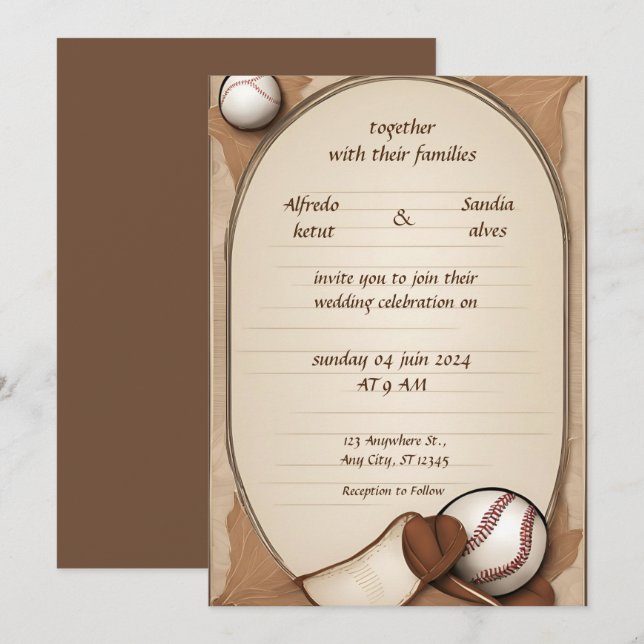 Baseball  love sports Theme Wedding Invitations (Front/Back)