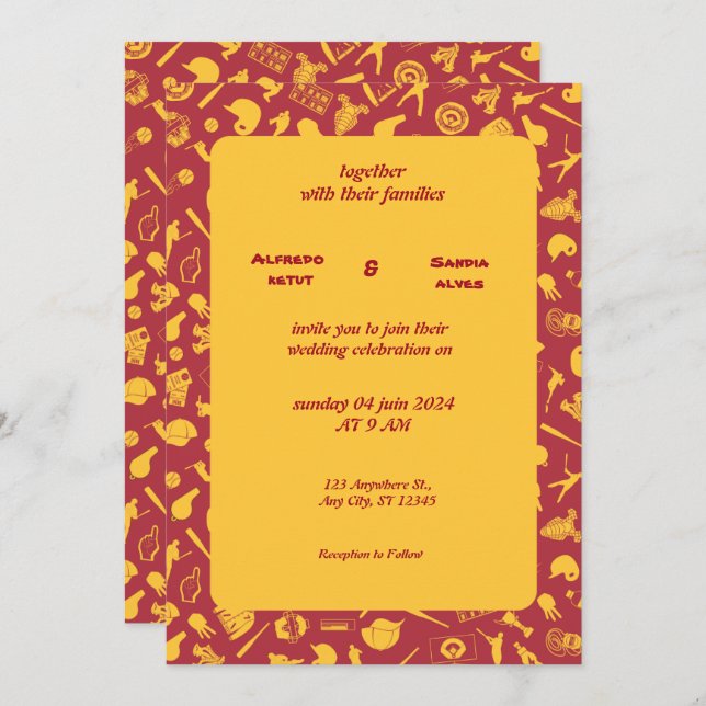 Baseball  love sports Theme Wedding Invitations (Front/Back)