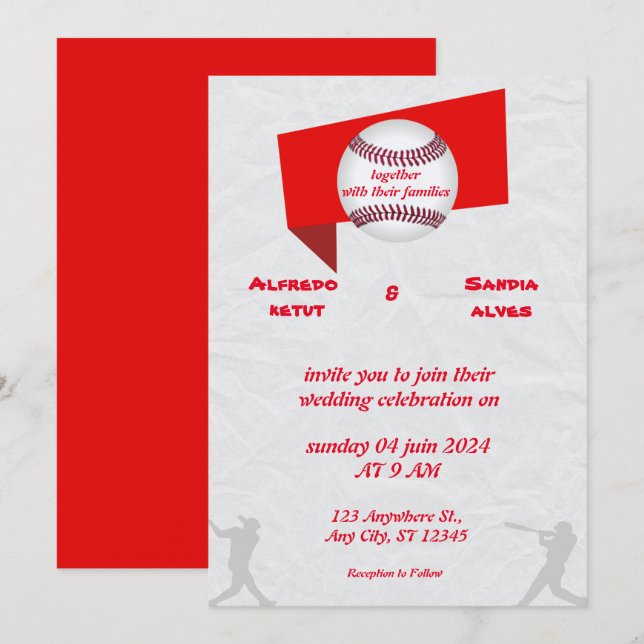 Baseball  love sports Theme Wedding Invitations (Front/Back)
