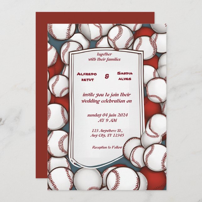 Baseball  love sports Theme Wedding Invitations (Front/Back)