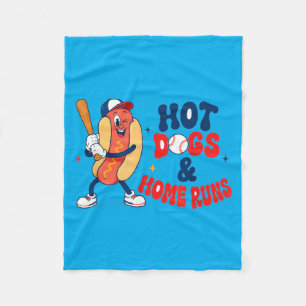Baseball Lover Hot Dogs Home Runs Sarcastic Game Fleece Blanket