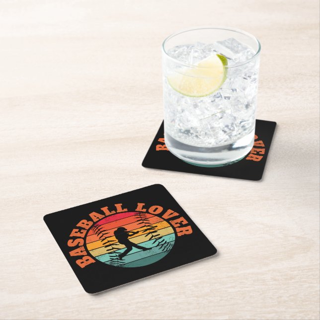 Baseball Lover Square Paper Coaster (Insitu)