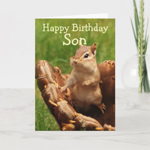 Baseball Loving Chipmunk Birthday Card
