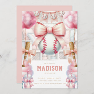 Baseball Luxury Birthday Girly Sports Theme Invitation