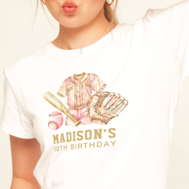 Baseball Luxury Birthday Rose & Gold T-Shirt (Creator Uploaded)