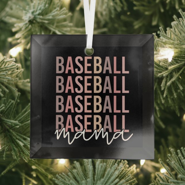 Baseball Mama | Baseball Mum Gifts Glass Tree Decoration (Insitu)