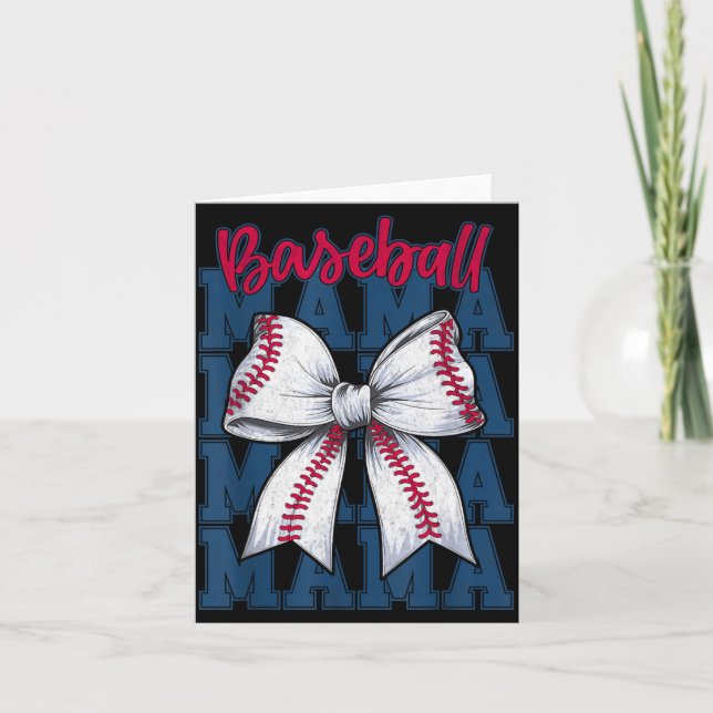 Baseball Mama Coquette Bow Game Day Baseball Mom M Card (Front)