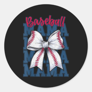 Baseball Mama Coquette Bow Game Day Baseball Mom M Classic Round Sticker