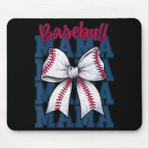 Baseball Mama Coquette Bow Game Day Baseball Mom M Mouse Pad