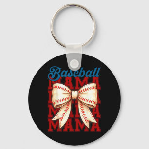 Baseball Mama Coquette Bow Game Day Baseball Mum Key Ring