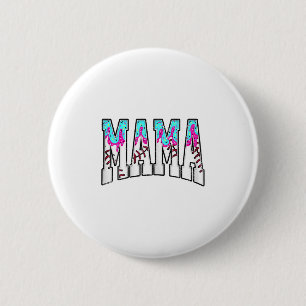 Baseball Mama Coquette Bow Game Day Baseball Mum M 6 Cm Round Badge