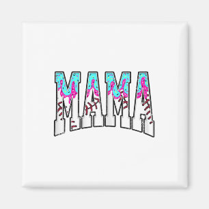 Baseball Mama Coquette Bow Game Day Baseball Mum M Magnet