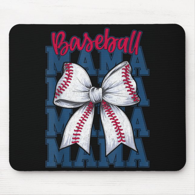 Baseball Mama Coquette Bow Game Day Baseball Mum M Mouse Pad (Front)