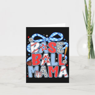 Baseball Mama Coquette Bow Groovy Game Day Girls Card