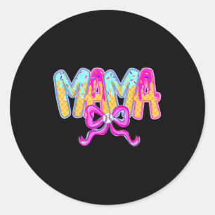 Baseball mama drip ice cream baseball mom mother's classic round sticker