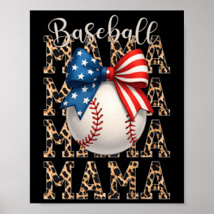 Baseball Mama Game Day Baseball Usa 4th Of July Mo Poster