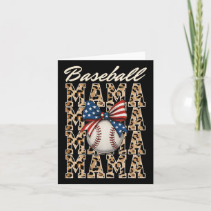 Baseball Mama Game Day Leopard Mum Mothers Day 4th Card