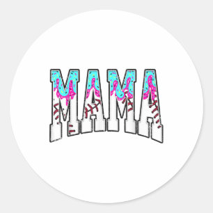 Baseball Mama Ice Cream Drip With Sprinkles Baseba Classic Round Sticker