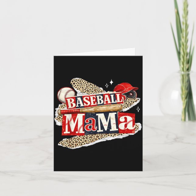 Baseball mama leopard game day baseball season for card (Front)