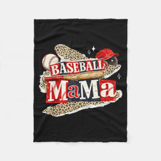 Baseball mama leopard game day baseball season for fleece blanket