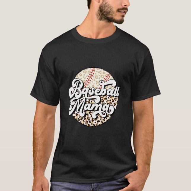 Baseball Mama Leopard Mother's Day Mothers Women M T-Shirt (Front)