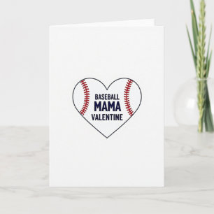Baseball Mama Valentine Heart Card