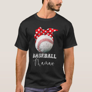 Baseball Mamaw Vintage Messy Bun Ball Mothers Day T-Shirt