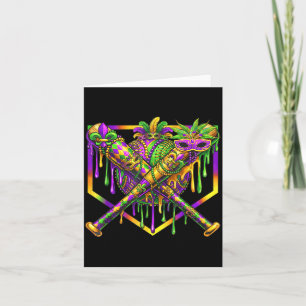 Baseball Mardi Gras Carnival Party Mask Ice Cream  Card