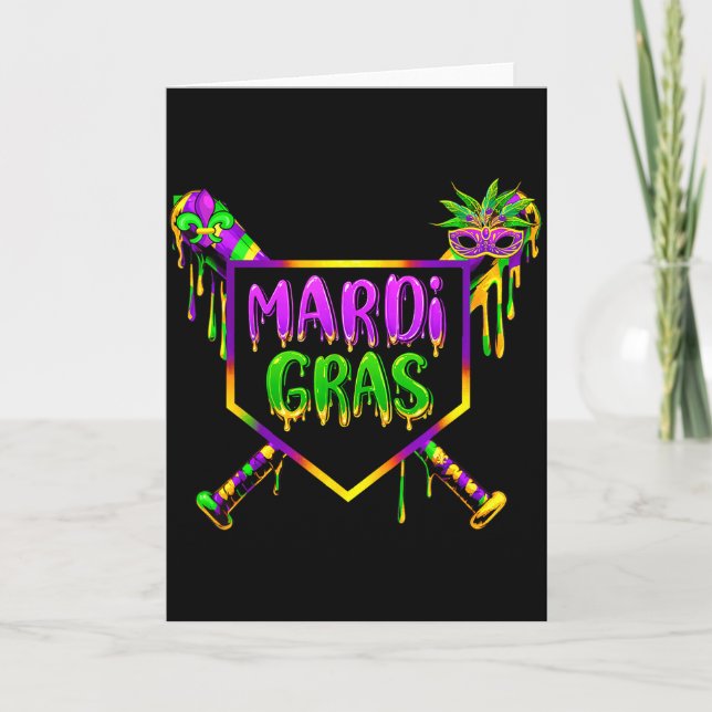 Baseball Mardi Gras Carnival Party Mask Ice Cream  Card (Front)